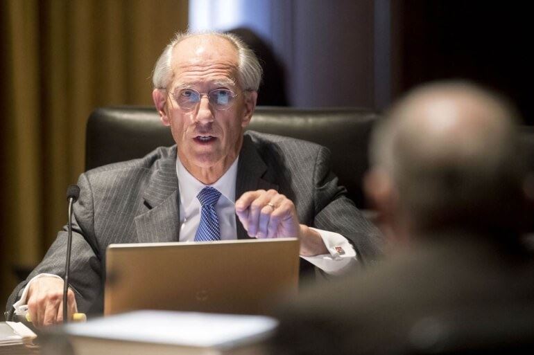 Attorney David Domina delivers a statement at the Whiteclay hearing. Photo by Kristin Streff, Journal Star.